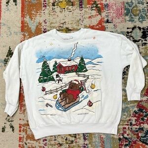 Vintage 1980s Teddy Bear Christmas Ugly Sweater Party Xmas 80s Sweatshirt